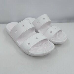 Crocs Classic Two-Strap‎ Slide Sandals Size Women 10 Mens 8 White Comfort Casual